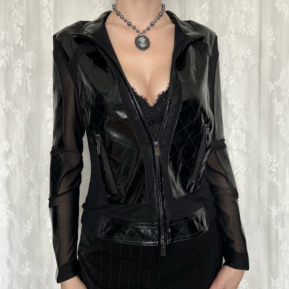 Punk Grunge Black Sheer Zip-Up Jacket